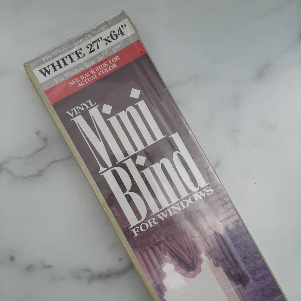 NIB White 1" Vinyl Slats Window Mini Blind room darkening curtain 27"x64"